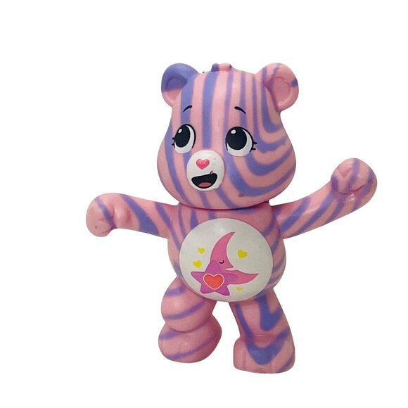 True Dreams Care Bears Mini Figure Pink & Purple Striped Moon & Heart Belly Toy - Picture 2 of 8